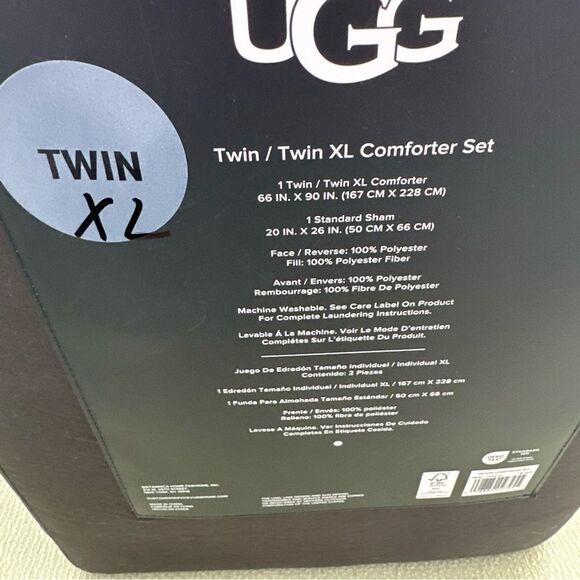 NWT UGG Twin/ Twin XL Devon Set Black - Picture 4 of 5